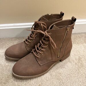 Brown combat boots